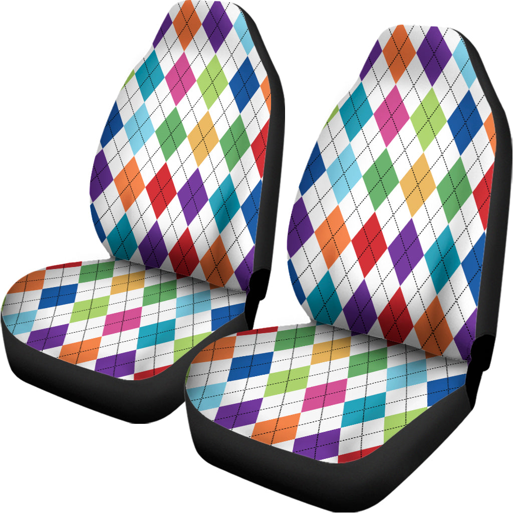 Colorful Argyle Pattern Print Universal Fit Car Seat Covers