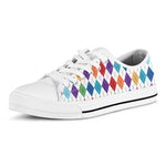 Colorful Argyle Pattern Print White Low Top Shoes