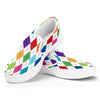 Colorful Argyle Pattern Print White Slip On Shoes