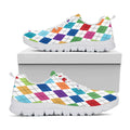 Colorful Argyle Pattern Print White Running Shoes