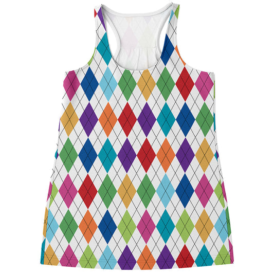 Colorful Argyle Pattern Print Women's Racerback Tank Top