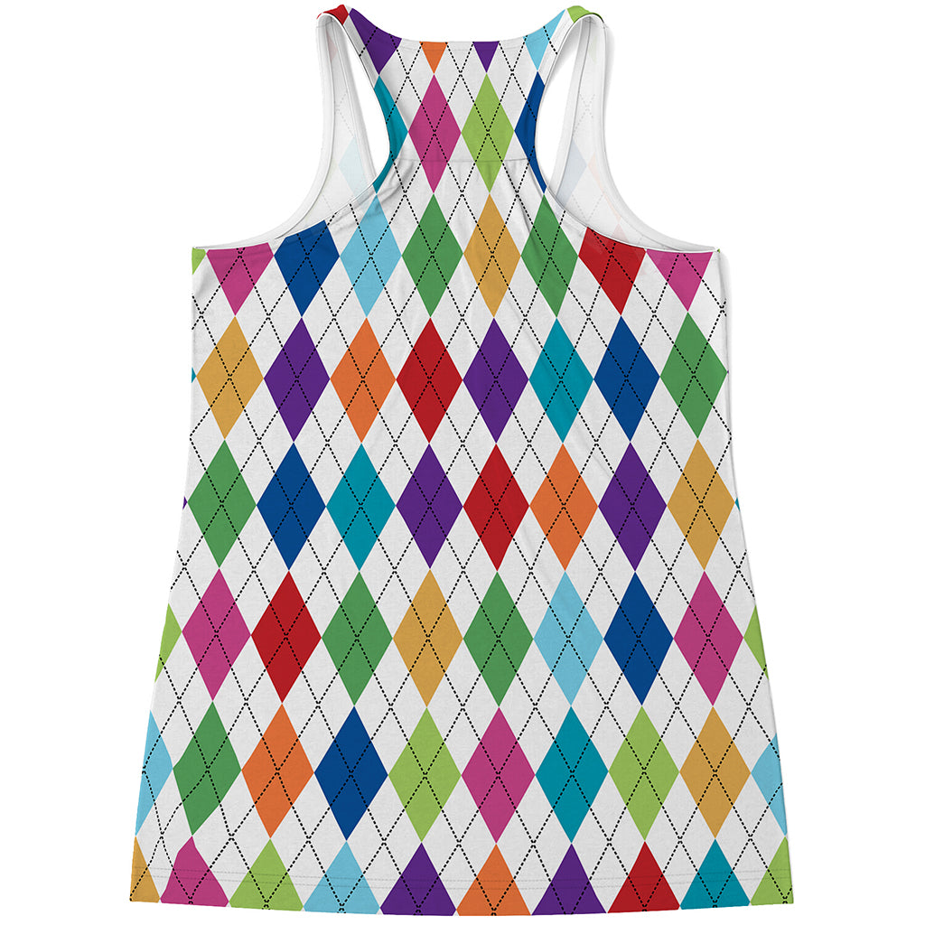 Colorful Argyle Pattern Print Women's Racerback Tank Top