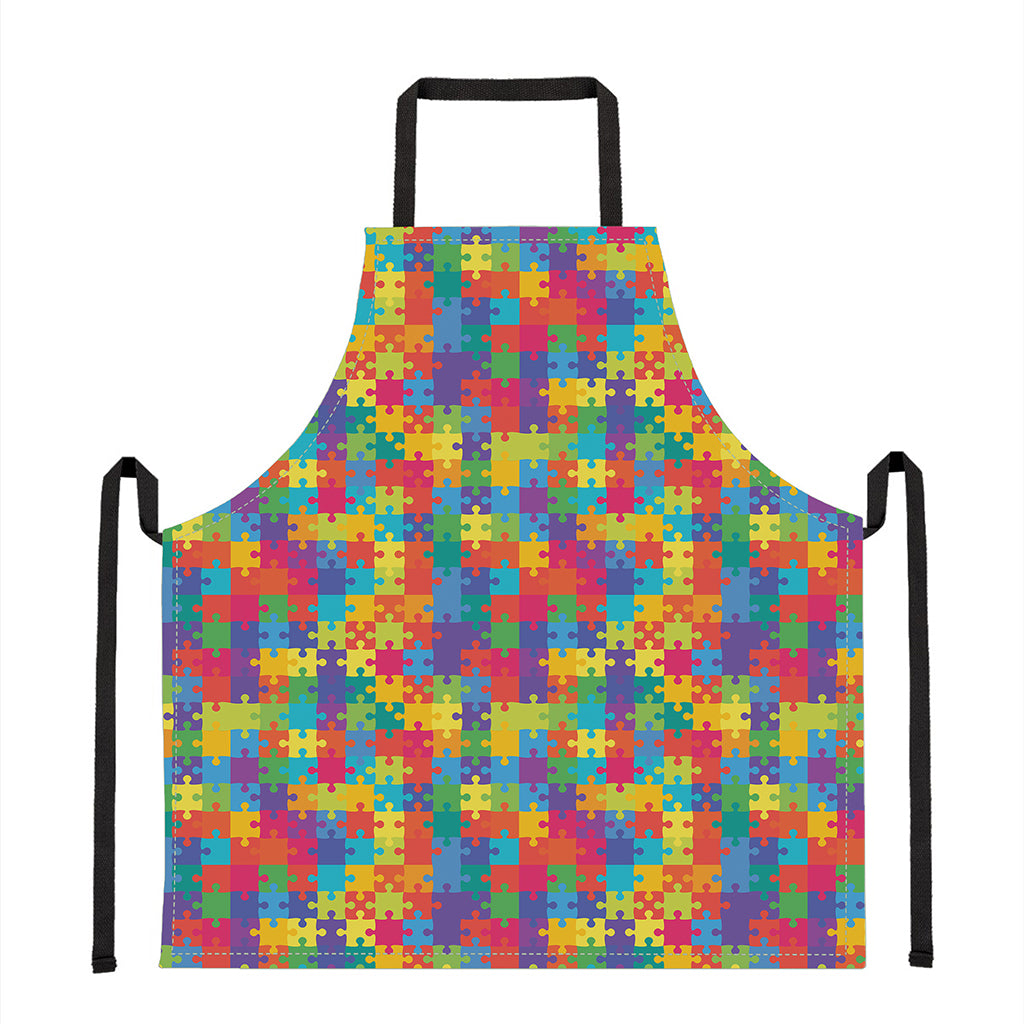 Colorful Autism Awareness Jigsaw Print Apron