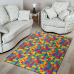 Colorful Autism Awareness Jigsaw Print Area Rug