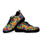 Colorful Autism Awareness Jigsaw Print Black Sneakers