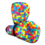 Colorful Autism Awareness Jigsaw Print Boxing Gloves
