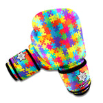Colorful Autism Awareness Jigsaw Print Boxing Gloves