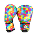 Colorful Autism Awareness Jigsaw Print Boxing Gloves