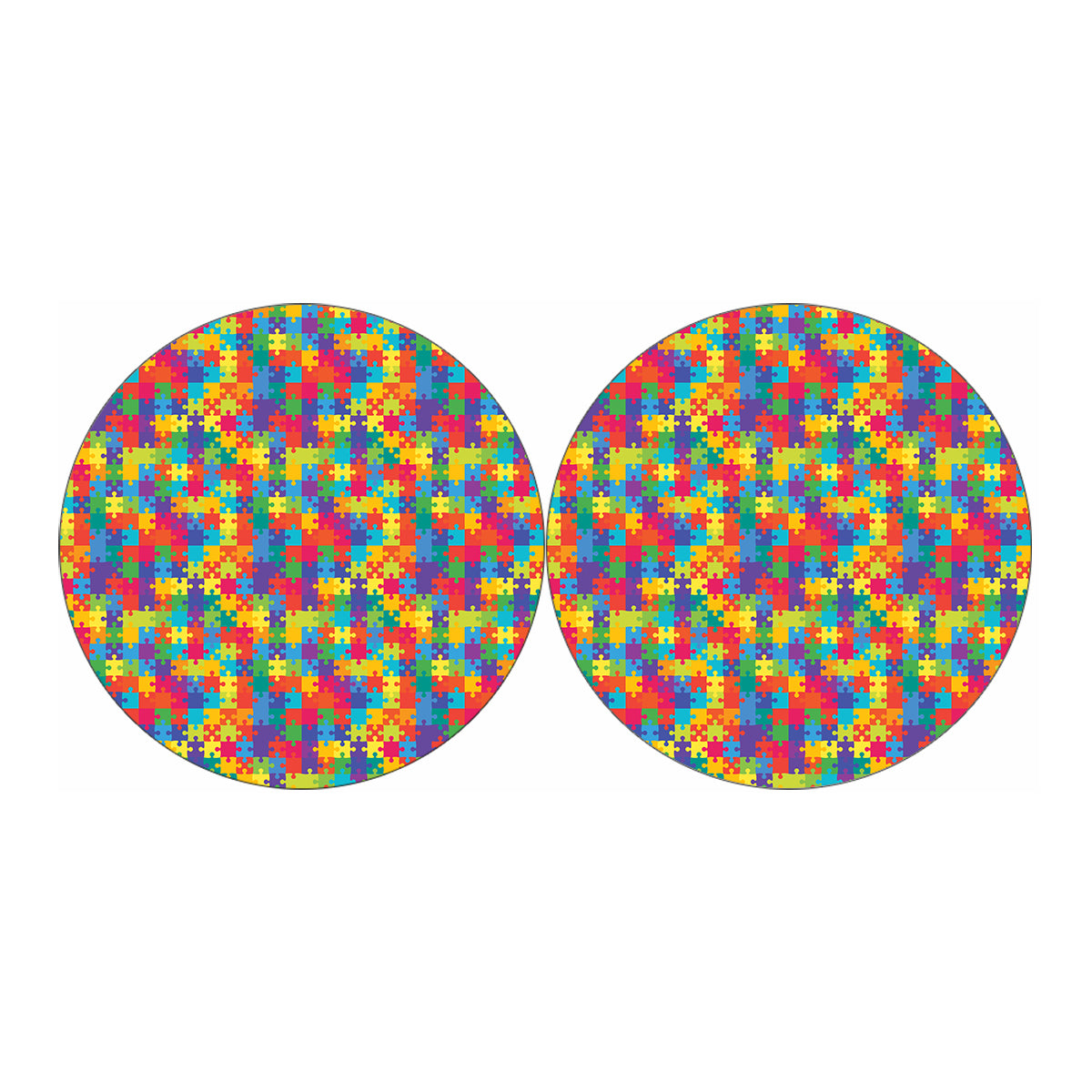 Colorful Autism Awareness Jigsaw Print Car Coasters