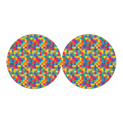 Colorful Autism Awareness Jigsaw Print Car Coasters