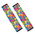 Colorful Autism Awareness Jigsaw Print Car Seat Belt Covers