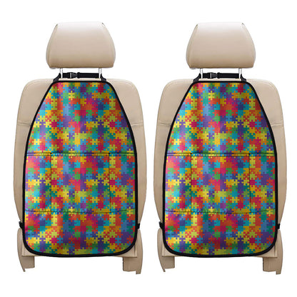 Colorful Autism Awareness Jigsaw Print Car Seat Organizers