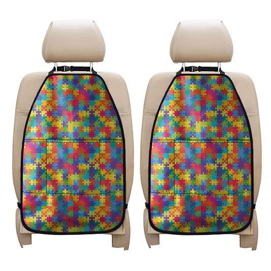 Colorful Autism Awareness Jigsaw Print Car Seat Organizers