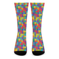 Colorful Autism Awareness Jigsaw Print Crew Socks