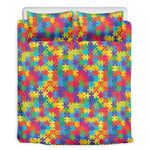 Colorful Autism Awareness Jigsaw Print Duvet Cover Bedding Set
