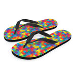 Colorful Autism Awareness Jigsaw Print Flip Flops