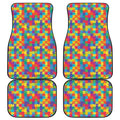 Colorful Autism Awareness Jigsaw Print Front and Back Car Floor Mats