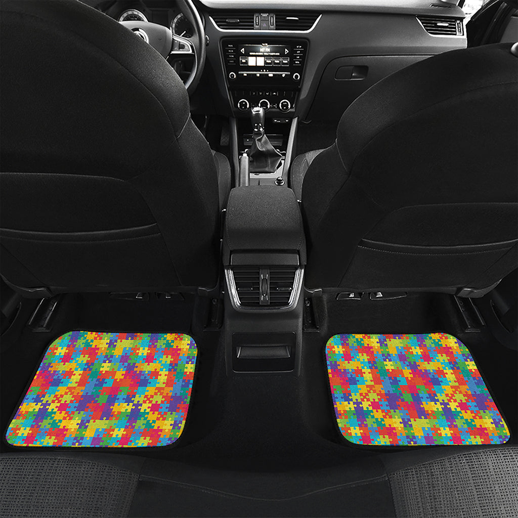 Colorful Autism Awareness Jigsaw Print Front and Back Car Floor Mats