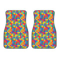 Colorful Autism Awareness Jigsaw Print Front Car Floor Mats