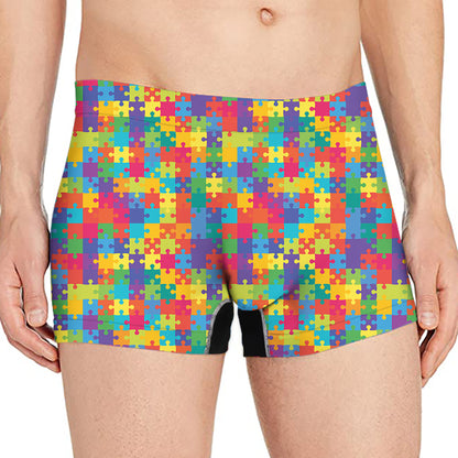Colorful Autism Awareness Jigsaw Print Men's Boxer Briefs