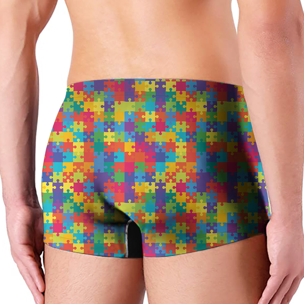 Colorful Autism Awareness Jigsaw Print Men's Boxer Briefs
