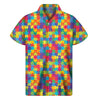 Colorful Autism Awareness Jigsaw Print Men's Short Sleeve Shirt