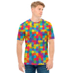 Colorful Autism Awareness Jigsaw Print Men's T-Shirt