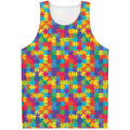 Colorful Autism Awareness Jigsaw Print Men's Tank Top