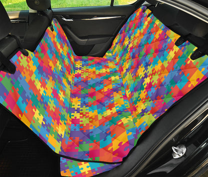 Colorful Autism Awareness Jigsaw Print Pet Car Back Seat Cover