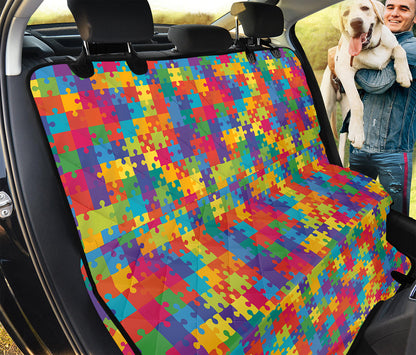 Colorful Autism Awareness Jigsaw Print Pet Car Back Seat Cover