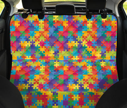 Colorful Autism Awareness Jigsaw Print Pet Car Back Seat Cover