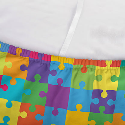 Colorful Autism Awareness Jigsaw Print Sofa Cover