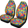 Colorful Autism Awareness Jigsaw Print Universal Fit Car Seat Covers