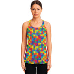 Colorful Autism Awareness Jigsaw Print Women's Racerback Tank Top