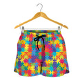 Colorful Autism Awareness Jigsaw Print Women's Shorts