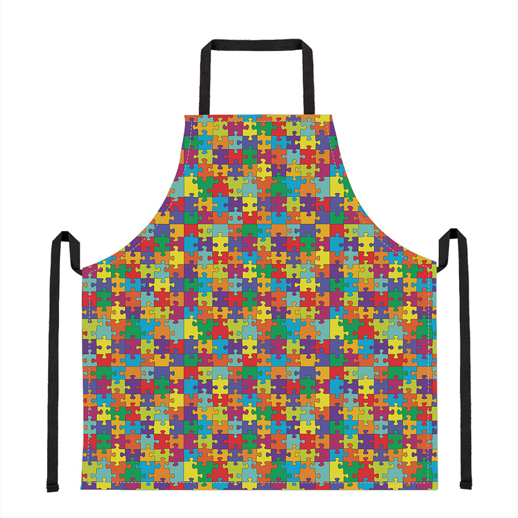 Colorful Autism Awareness Puzzle Print Apron