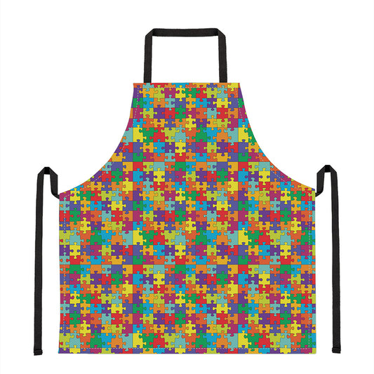 Colorful Autism Awareness Puzzle Print Apron