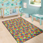 Colorful Autism Awareness Puzzle Print Area Rug