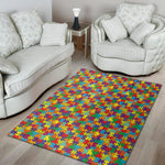 Colorful Autism Awareness Puzzle Print Area Rug