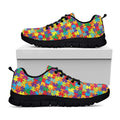 Colorful Autism Awareness Puzzle Print Black Running Shoes