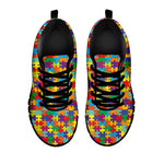 Colorful Autism Awareness Puzzle Print Black Sneakers