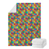 Colorful Autism Awareness Puzzle Print Blanket