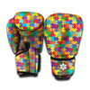 Colorful Autism Awareness Puzzle Print Boxing Gloves