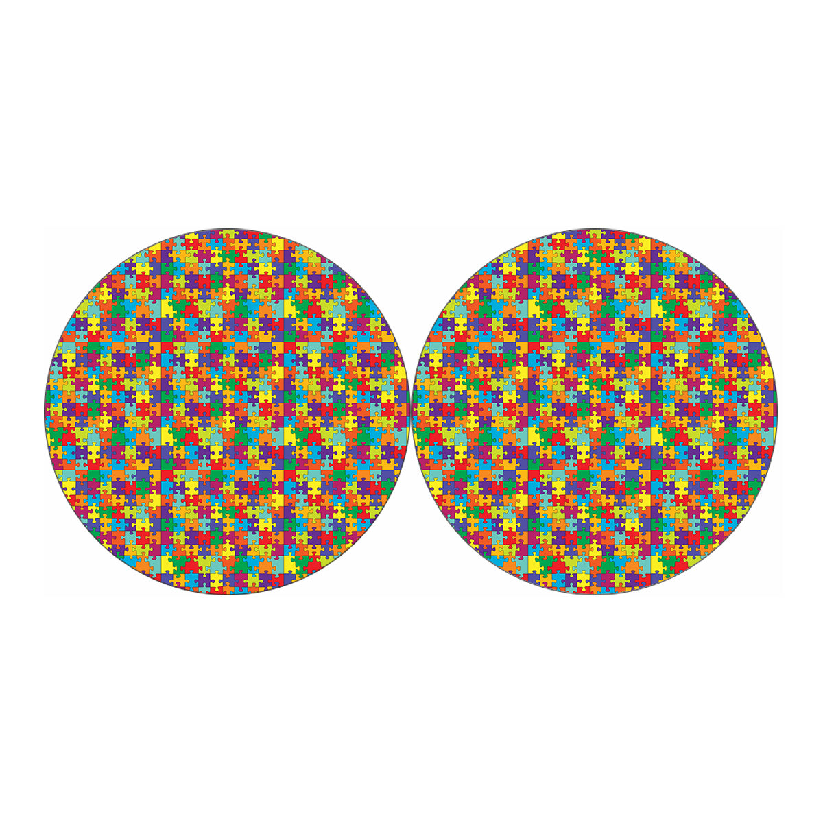 Colorful Autism Awareness Puzzle Print Car Coasters
