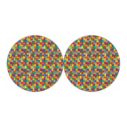 Colorful Autism Awareness Puzzle Print Car Coasters