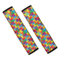 Colorful Autism Awareness Puzzle Print Car Seat Belt Covers