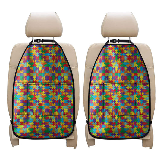 Colorful Autism Awareness Puzzle Print Car Seat Organizers