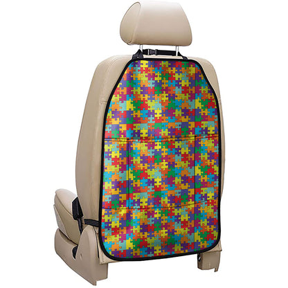 Colorful Autism Awareness Puzzle Print Car Seat Organizers