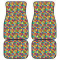 Colorful Autism Awareness Puzzle Print Front and Back Car Floor Mats