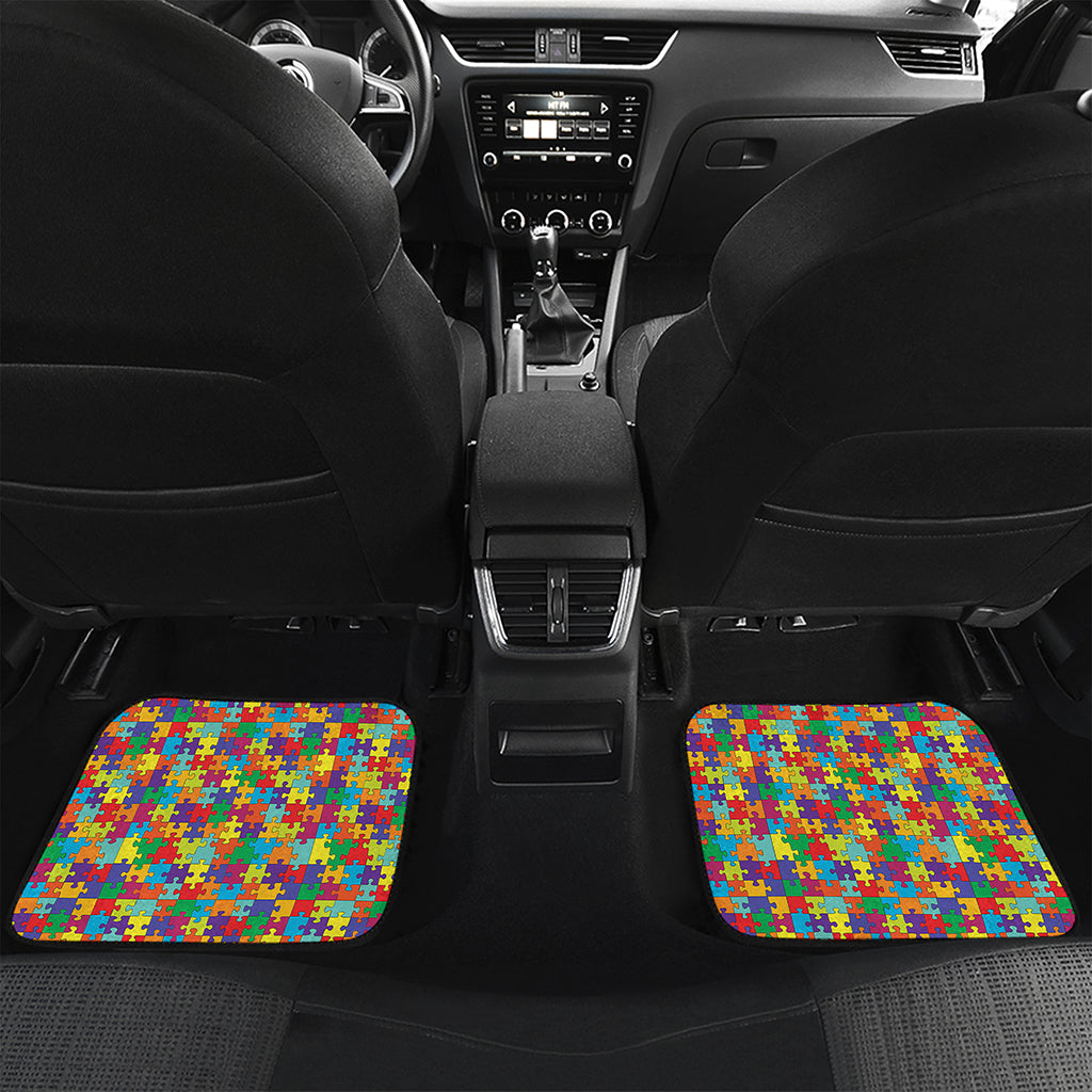 Colorful Autism Awareness Puzzle Print Front and Back Car Floor Mats